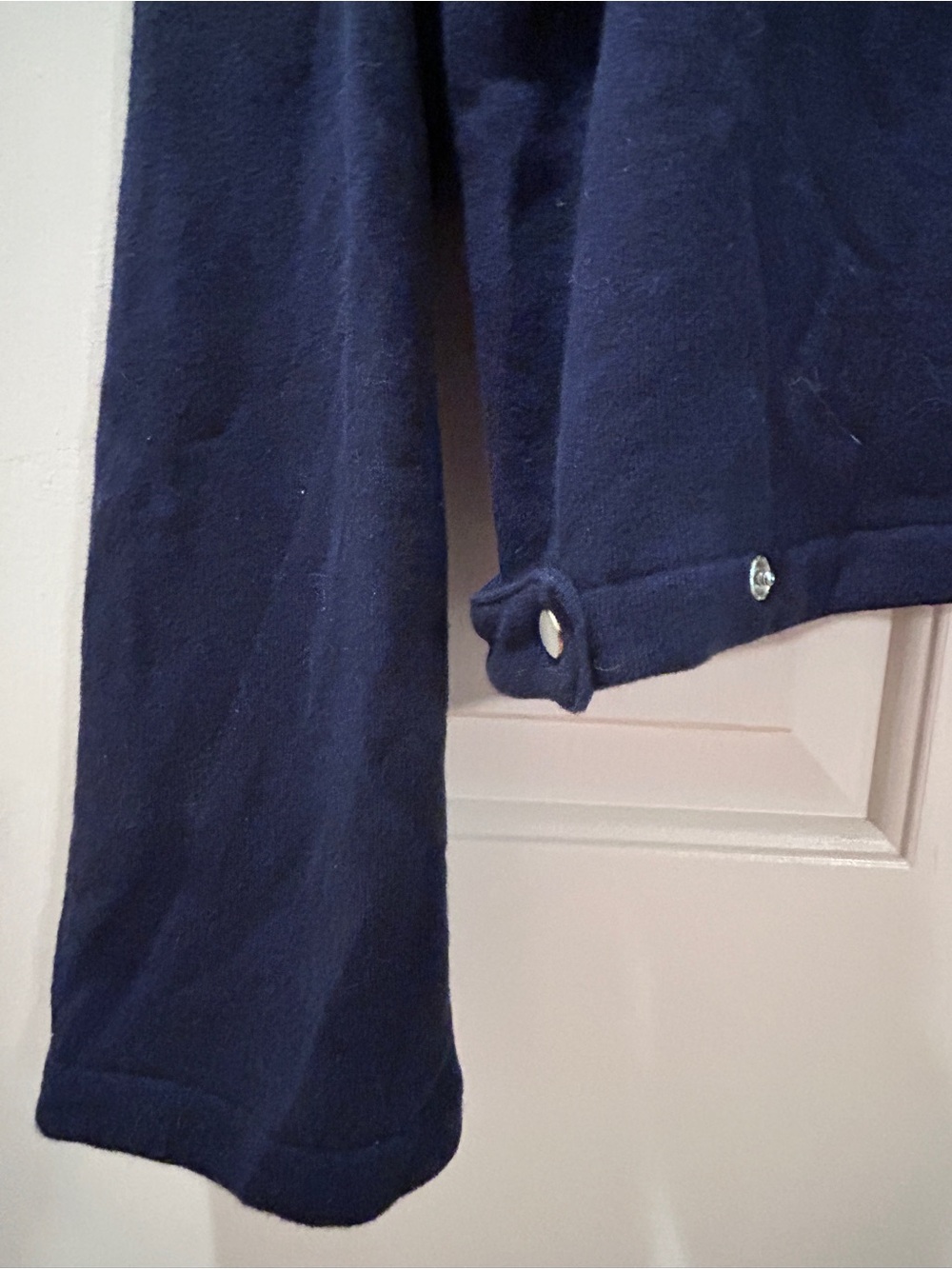 Agnès b. Navy Pearl Snap Button-Front Cotton Cardigan Sweatshirt - Picture 3 of 5